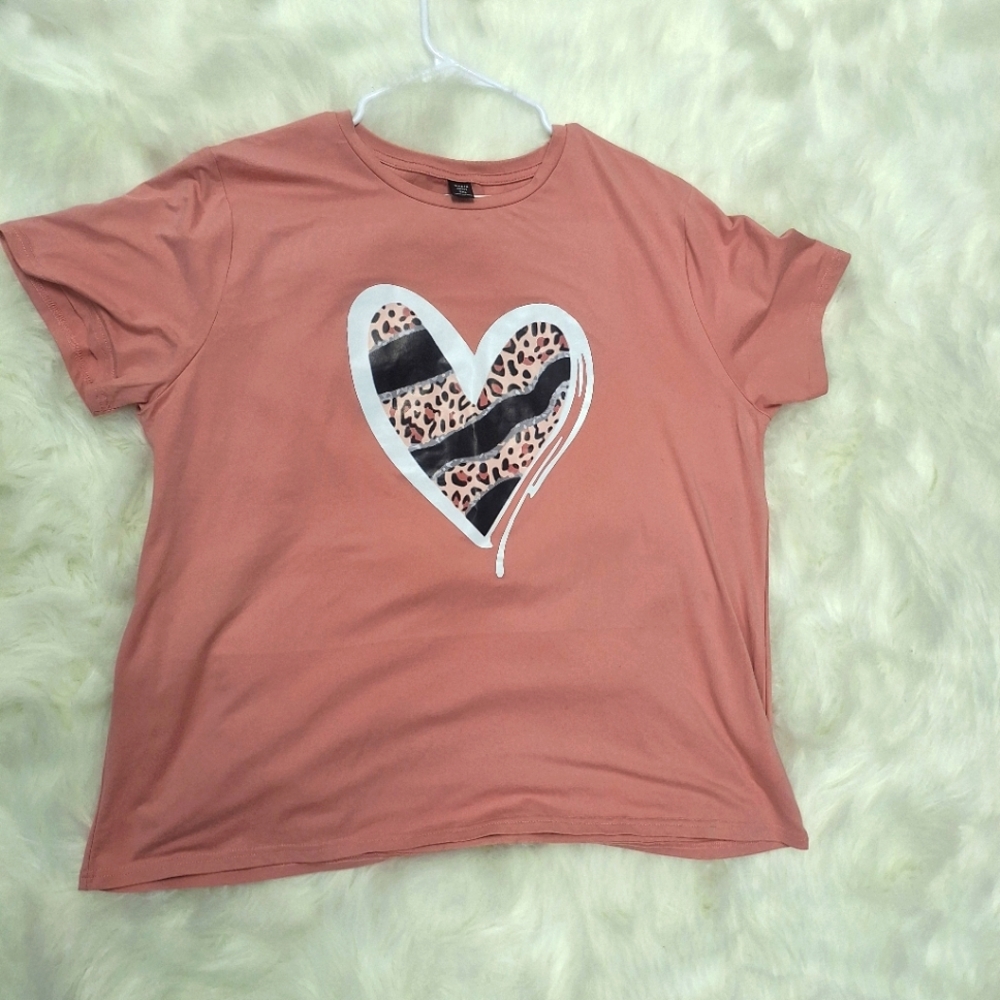 Pink Heart decal shirt- NWOT